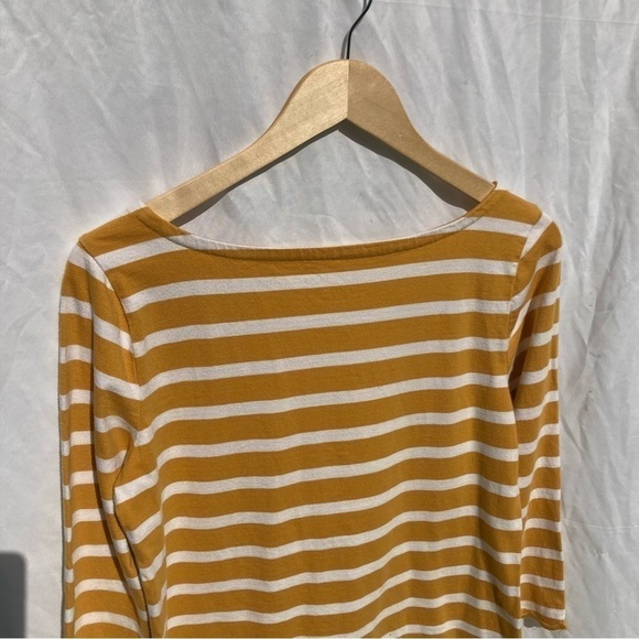 Talbots gold and white striped shirt with scalloped hemlines, size small - Picture 6 of 7